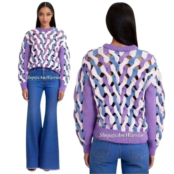 AKNVAS lattice open weave chunky knit sweater *shop@iamwarrior